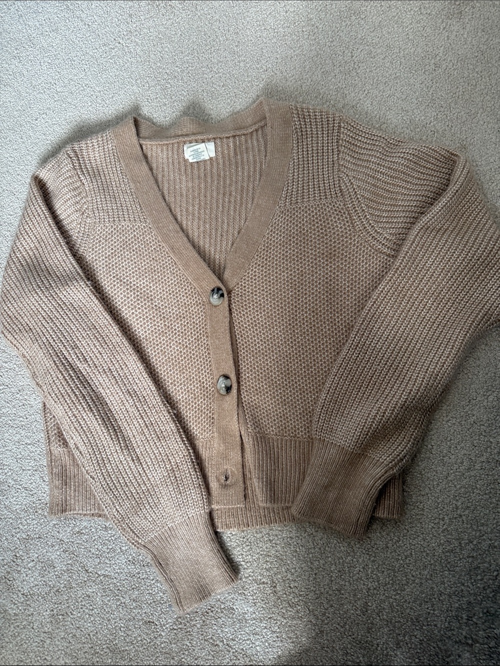 Kaisely Taupe V-Neck Button Cardigan